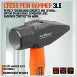 5Pc Hammer Set Rubber / Ball Pein / Sledge / Cross Pein Mallet TPR Grip Handle - 45-Degree Angle