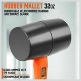5Pc Hammer Set Rubber / Ball Pein / Sledge / Cross Pein Mallet TPR Grip Handle - Rear View