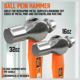 5Pc Hammer Set Rubber / Ball Pein / Sledge / Cross Pein Mallet TPR Grip Handle - Close-Up Angle