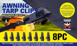 8Pc Awning Tarp Clamp Set Clips Hangers Survival Tent Emergency Grommet - Front View
