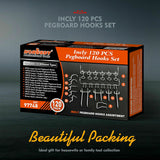 120Pc Pegboard Hooks Set Slat Wall Hanger Garage Organizer Shop Display Hanging - Side View
