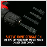 8Pc Drill Socket Adapter Set Impact Nut Driver Hex Extension Bits 1/4