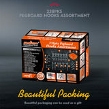 238Pc Pegboard Hooks Set Peg board Bins Parts Storage Assortment Tools Organiser - Low Angle