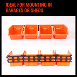 4Pc Parts Storage Bins Tool Organizer Rack Box Workshop Tray With Wall Mounted Board - Side View