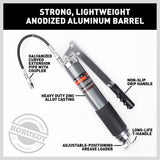 Heavy Duty 600cc Manual Grease Gun Flexible Hose Coupler 10000PSI Oiling Tools - Top-Down View