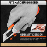 4Pc Box Cutter Snap Off Utility Knife Retractable Grip Handle 10x Spare Blades - Close-Up Angle