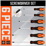 HORUSDY 6Pc Magnetic Screwdriver Set Non-slip Handle Phillips Slotted Tool New - Side View