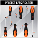 HORUSDY 6Pc Magnetic Screwdriver Set Non-slip Handle Phillips Slotted Tool New - Top-Down View
