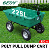 SEDY 225L Poly Pull Dump Cart Garden Hand Trailer Wagon Lawn Wheelbarrow - Front View
