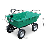 SEDY 225L Poly Pull Dump Cart Garden Hand Trailer Wagon Lawn Wheelbarrow - Top-Down View
