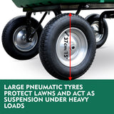 SEDY 225L Poly Pull Dump Cart Garden Hand Trailer Wagon Lawn Wheelbarrow - Low Angle