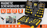 57-Piece Magnetic Screwdriver Set Slotted Phillips Bit Hex Pozidriv Torx Key Bit - Front View