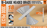 3000Pc Brad Nails 15mm Long 18GA Air Brad Nails Gun Flooring Cornice Carpentry - Front View