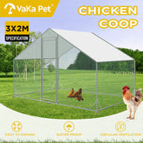 VaKa 3x2x1.95m Metal Walk-in Chicken Coop Rabbit Hutch Cage Hen House Chook Au - Front View