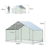 VaKa 3x2x1.95m Metal Walk-in Chicken Coop Rabbit Hutch Cage Hen House Chook Au - Top-Down View