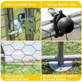 VaKa 3x2x1.95m Metal Walk-in Chicken Coop Rabbit Hutch Cage Hen House Chook Au - Rear View