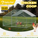 VaKa 3x4x1.95m Metal Walk-in Chicken Coop Rabbit Hutch Cage Hen House Chook Au - Front View