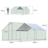 VaKa 3x4x1.95m Metal Walk-in Chicken Coop Rabbit Hutch Cage Hen House Chook Au - Top-Down View