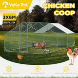 VaKa 3x6x1.95m Metal Walk-in Chicken Coop Rabbit Hutch Cage Hen House Chook Au - Side View