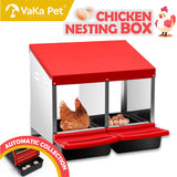 VaKa Chicken Hen Coop Hutch 2 Hole Inside Outside Roll Away Lay Egg Nesting Box - Front View