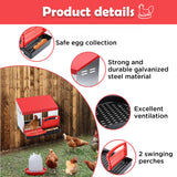 VaKa Chicken Hen Coop Hutch 2 Hole Inside Outside Roll Away Lay Egg Nesting Box - Low Angle