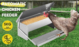 5KG 7.5L Garden Farm Automatic Food Storage Box Stand Chicken Feeder Poultry AU - Side View