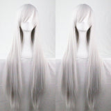 New 80cm Straight Sleek Long Full Hair Wigs w Side Bangs Cosplay Costume Womens, Silver