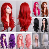 70cm Wavy Curly Sleek Full Hair Lady Wigs w Side Bangs Cosplay Costume Womens, Light Blonde