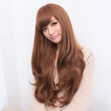 Long Wavy Curly Full Hair Wigs w Side Bangs Cosplay Costume Fancy Anime Womens, Flaxen - Side View
