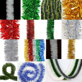 5x 2.5m Christmas Tinsel Xmas Garland Sparkly Snowflake Party Natural Home Décor, Snow Speckles in Green - Front View