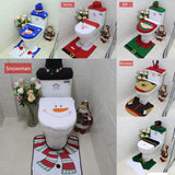 4pcs Christmas Toilet Seat Cover Rug Bathroom Set Santa Snowman Xmas Home Décor, Reindeer - Front View