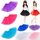 Sequin Tulle Tutu Skirt Ballet Kids Princess Dressup Party Baby Girls Dance Wear, Black, Kids - Front View