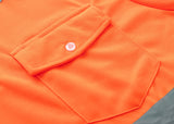 HI VIS Short Sleeve Workwear Shirt w Reflective Tape Cool Dry Safety Polo 2 Tone, Fluoro Orange / Navy, XS - Top-Down View