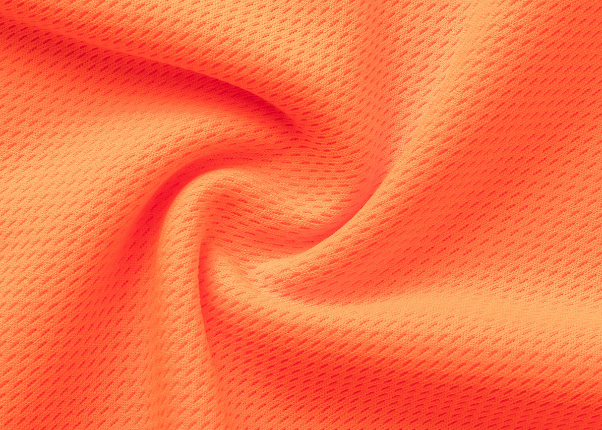 HI VIS Short Sleeve Workwear Shirt w Reflective Tape Cool Dry Safety Polo 2 Tone, Fluoro Orange / Navy, M