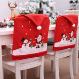 6-10x Christmas Santa Hat Chair Covers Table Cloth Dinner Home Décor Ornaments, 6PCS Chair Covers - Front View