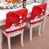 6-10x Christmas Santa Hat Chair Covers Table Cloth Dinner Home Décor Ornaments, 6PCS Chair Covers - Top-Down View