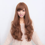 Long Wavy Curly Full Hair Wigs w Side Bangs Cosplay Costume Fancy Anime Womens, Burgundy - 45-Degree Angle
