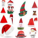 Christmas Unisex Adults Kids Novelty Hat Xmas Party Cap Santa Costume Dress Up, Santa Hat w LED Light Stars - Front View