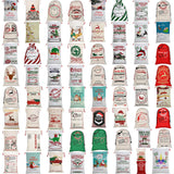 Large Christmas XMAS Hessian Santa Sack Stocking Bag Reindeer Children Gifts Bag, Red - Smile Santa - Front View