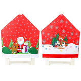 10x Christmas Chair Covers Dinner Table Santa Hat Snowman Home Décor Ornaments, Snowman (10 Chair Covers) - Front View