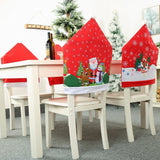10x Christmas Chair Covers Dinner Table Santa Hat Snowman Home Décor Ornaments, Snowman (10 Chair Covers) - Side View