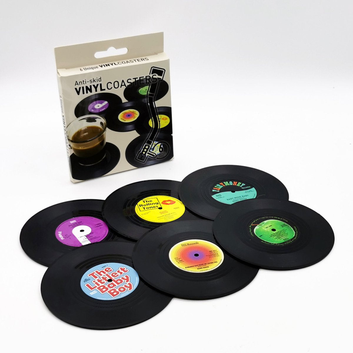6x Creative Vinyl Record Cup Coasters Glass Drink Tableware Home D?cor, A