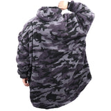 Oversized Soft Pullover Plain Hoodie Warm Fleece Blanket Plush Winter Sweatshirt, Santa, Adult - Top-Down View