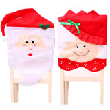 6x Christmas Cute Lady Santa Hat Chair Covers Dinner Home Décor Ornaments Gift, Mrs Santa - Front View