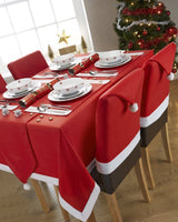 Christmas Chair Covers Tablecloth Runner Decoration Xmas Dinner Party Santa Gift, Table Cloth (130x180 cm) - Front View