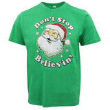 New Funny Adult Xmas Christmas T Shirt Tee Mens Womens 100% Cotton Jolly Ugly, Don't Stop Believin' (Green), 2XL