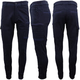Men's Cargo Cotton Drill Work Pants UPF 50+ 13 Pockets Tradies Workwear Trousers, Khaki, 40 - Top-Down View