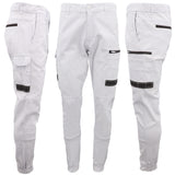 Men's Cargo Cotton Drill Work Pants UPF 50+ 13 Pockets Tradies Workwear Trousers, Khaki, 40 - Rear View