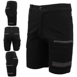 Mens Cargo Cotton Drill Work Shorts UPF 50+ 13 Pockets Tradies Workwear Trousers, Black, 34 - Top-Down View