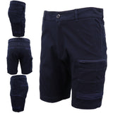 Mens Cargo Cotton Drill Work Shorts UPF 50+ 13 Pockets Tradies Workwear Trousers, Black, 34